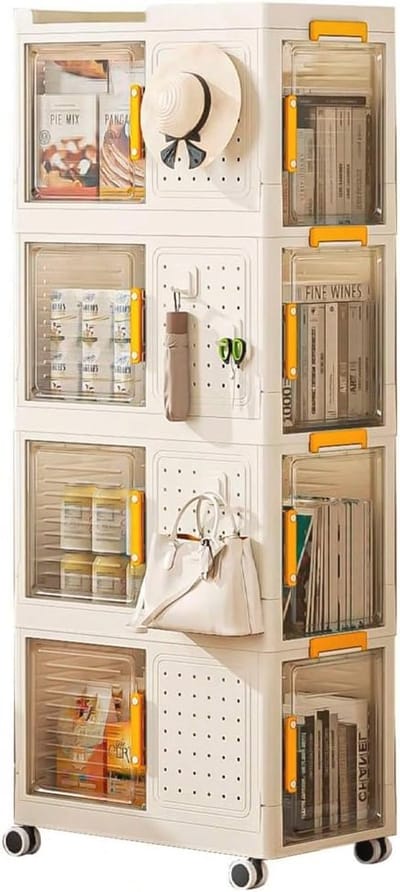 Opvouwbare kledingkast met wielen en geperforeerd paneel - Organisator voor slaapkamer, keuken of woonkamer