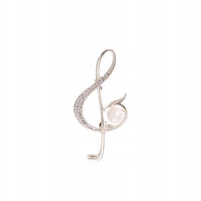 Pinets Music Serie - Broche - Zilveren Sleutel - Kralen en Zirconia