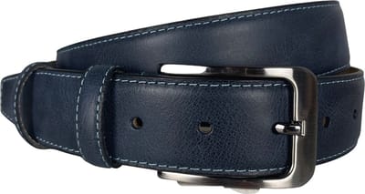 Heren Riem - Dames Riem - Donkerblauw - 3.5 cm Breed - Echt Leer - 125 cm (Taille maat tot 105 cm) - Arrigo