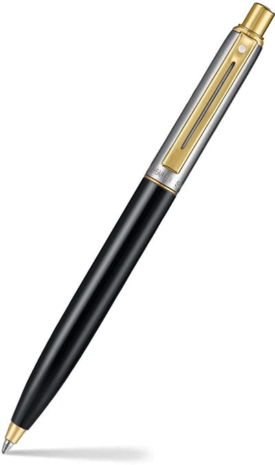 Sheaffer balpen - Sentinel 335 - glanzend zwart en gepolijst chroom met PVD goudkleurige afwerking