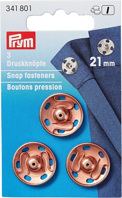 Aannaaidrukknoop 21 mm rozegoud 3 st. - Aannaaidrukknopen - Prym