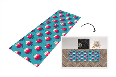 Keukenloper 150x50 cm - Keukenmat vinyl Patronen - Retro - Bloemen - Lelie - Keukenmatten loper - Keuken vloerkleed tapijt