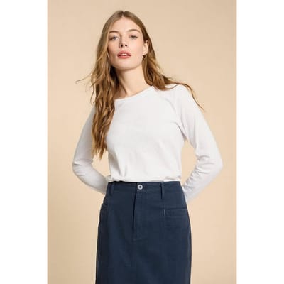 White Stuff Clara Ls Tee Brilliant White Size: 14 | Long-Sleeved Tops Outlet | Dames | Wit