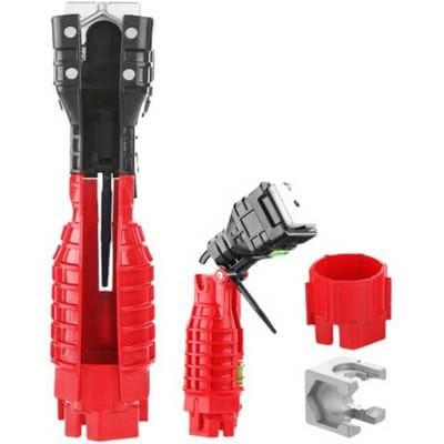 Outil Multifonction 18 en 1 pour la Réparation de Plomberie Clé de Plombier Antidérapante Outils Clé pour Gouttière Évier Clé à Tube de Plomberie Ensembles d'Outils de Salle de Bain red black