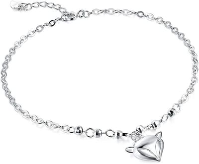 Allecta - Vrouwen Enkelarmband Vos Charm Armband Sterling Zilver, Verstelbare Voet Ketting 8.3 inch