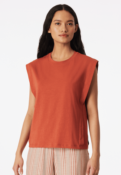 Shirt met korte mouwen van linnen, kleur mokka - Mix+ Relax 34