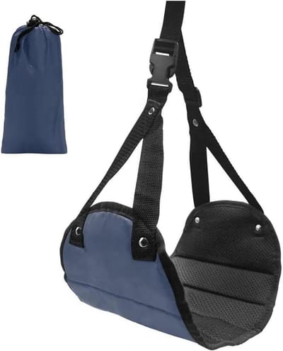 Vliegtuig Voetsteun - Voet Hangmat - Comfortabel Reizen - Verstelbare Bandjes - 43.5 cm x 20 cm - Diepblauw