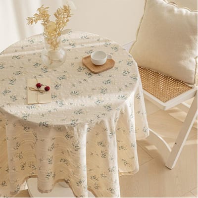 Koreaanse Stijl Madeliefjes Kwasten Katoen Bloemen Tafelkleed, Theetafel Decoratie, Rechthoekig Tafelkleed Voor Keuken Bruiloft Eetkamer 60x60cm beige