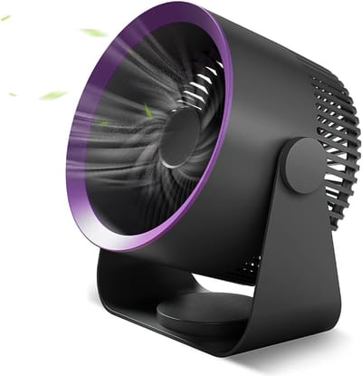 Tafelventilator-Mini USB Ventilator - Tafelventilator draadloos - Stille Mini Fan - Hangende ventilator-Wandventilator-Grijze tafelventilator-Draagbare ventilator op batterijen-4 blaasstanden-Geschikt voor thuis, kantoor, slaapkamer