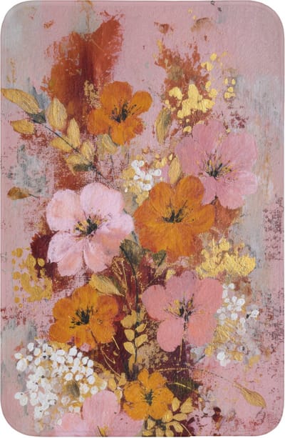 WC mat 40x60 cm - Antislip - Schilderij - Bloemen - Rustiek - Roze - Toiletmat - Vloermat - Douchemat - Toilet tapijt - Toiletmatten