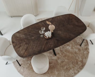 Tower Living Eettafel Silvi Deens ovaal mangohout visgraat 240x110 cm - olijfbruin