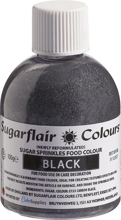 Sugarflair Sugar Sprinkles - Zwart - 100g - Gekleurde Suiker - Eetbare Taartdecoratie