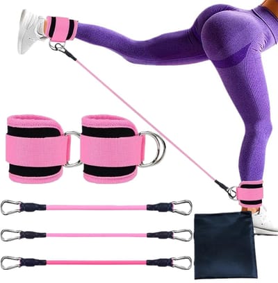 Ynkkvre - Enkelweerstandsbanden - Enkelbanden - Ankle Straps - Weerstandstrainer - 2 stuks - Verstelbaar met D-ring - Zacht en huidvriendelijk TPE-materiaal - 3 weerstandsniveaus (10/20/30 lbs) - Voor been-, heup- en bilspiertraining