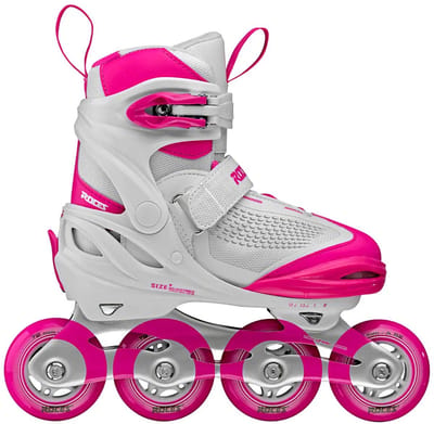 Roces Moody X TIF Girl Verstelbare Skeelers Kinderen - Inline Skates - Meegroei Skates - Wit Roze - Maat 30-35