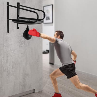 Boksbal Set - Reactietraining Kit - Fitness Thuis - Verstelbare Hoogte - 60x60 cm - Zwart