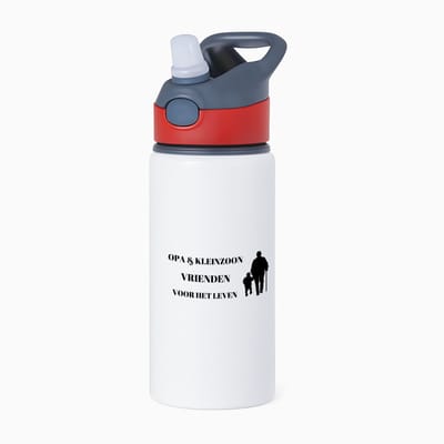 Hacebo® - opa en kleinzoon vrienden voor het leven waterfles met rietje rood - Vriend - opa/kleinzoon - opa cadeautjes - cadeau - kado - geschenk - kleinzoon verjaardag - kleinzoon artikelen - water fles - 650ML