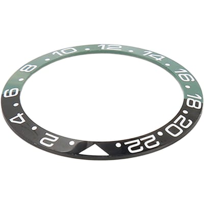38mm Diameter GMT Horloge Lunette Inzetring Zwart Groene Basis Witte Tekens Keramische Lunette Inzet Basisring gray