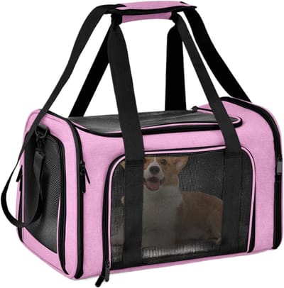 Kattentransportdrager - Reistas huisdieren - Reizen met huisdier - Ademend mesh materiaal - 40x25x25cm - Roze
