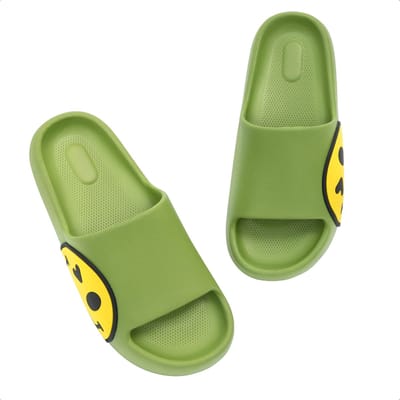 JAXY Smiley Slippers - Slippers Dames en Heren - Badslippers Dames en Heren - Badslippers Kinderen - Slippers Jongens en Meisjes - Slippers Kinderen - Maat 41-42 - Groen