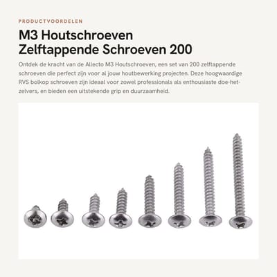 Dailygoods- Houtschroeven 200 Stuks - RVS Schroeven - Zelftappende Schroeven - Assortiment Set - Corrosiebestendig - Diverse Kopstijlen