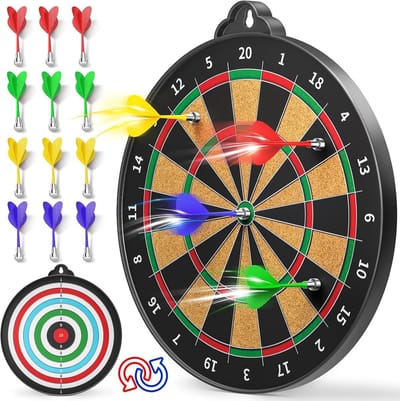 BOTC Magnetisch Dartbord - Dubbelzijdig Magneet Dartbord met 6 Magnetische Darts - Veilig Dartspel voor Kinderen & Volwassenen - 35 cm