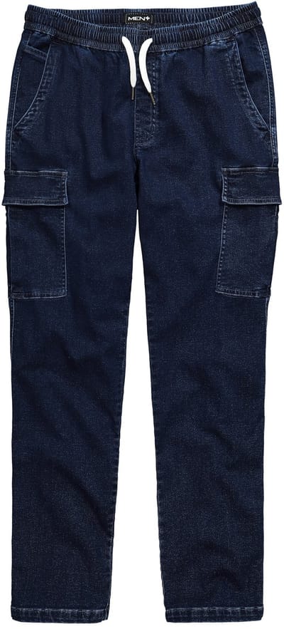 Men Plus - Heren - Cargojeans Buik-Fit Regular Fit 5-pocket - Donkerblauw denim - Maat 3XL