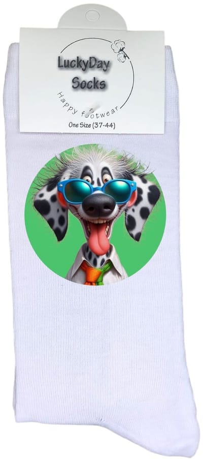 Luckyday Socks - Unisex sokken - Damatier - Blauwe bril - cadeau sokken - Maat 37-44