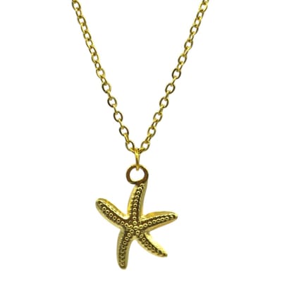 Goudkleurige stalen ketting met zeester hanger – Hypoallergeen & Zomers - 45 cm