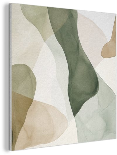 Akoestisch wandpaneel 40x40 cm - Vilt schilderij Japandi - Abstract - Groen - Akoestische panelen - Geluidsdempende wanddecoratie - Geluidsisolatie woonkamer - Muurdecoratie geluidspanelen