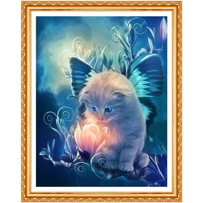 Bricolage animaux diamant broderie chats chambre décor pâte diamant peinture point de croix enfants cadeau 20X30CM blue