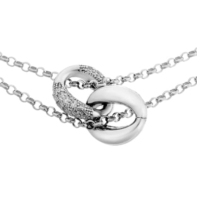 Orphelia ZK-7176 - Necklace Rose Double Chain 2 Links - 925 zilver - zirkonia - 46 cm