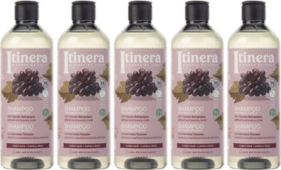 ITINERA - Shampoo voor krullend haar met Toscaanse rode druiven, 95% natuurlijke ingrediënten 370 ml (5 stuks)