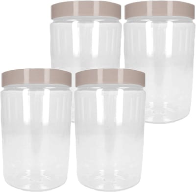PlasticForte Voorraadpot/bewaarpot - 4x - 1L - kunststof - beige - B10 x H17 cm