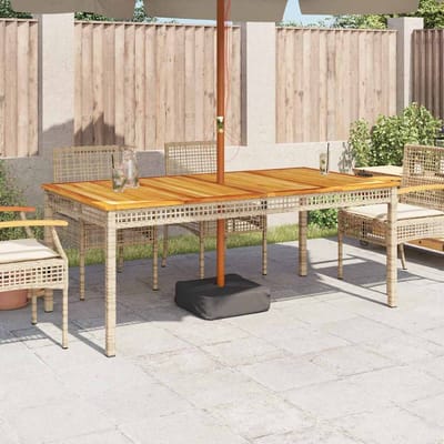 vidaXL - Tuintafel - 180x90x75 - cm - poly - rattan - en - acaciahout - beige