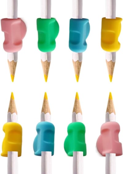 SnelShoppen - 8 Potloodgrepen voor Kinderen, Ergonomische Schrijfhulp van Silicoon, Voor Rechts- en Linkshandigen, Verbeter Handschrift, Kleurrijk