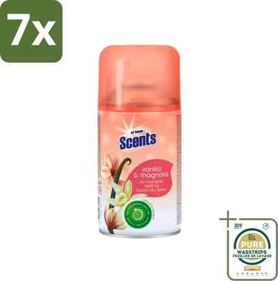 7 x At Home - Scents - Navulling - Vanille - Spray - 250 ml - Grootverpakking - Vanille Geur - Geurverspreider - Geurtjes Neutraliseren - Geur In Huis - Geur Spray