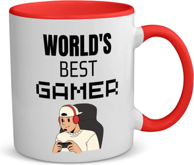 Akyol - world's best gamer koffiemok - theemok - rood - Gamen - gamers - cadeau - gamers - beste - kado - 350 ML inhoud