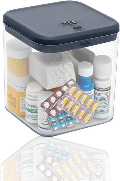 HEZIVO® Afsluitbare Medicijnbox met Slot - Opbergdoos Medicijnen en Spullen - Medicijndoos Transparant