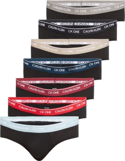 Calvin Klein 7-Pack Heren Slips (Maat S) Zwart/Multicolor band - Ondergoed, Giftset