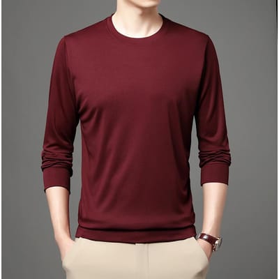 T-shirt Heren Lange Mouwen Dunne Lente en Herfst Sweatshirt Ondergoed Zomer Sneldrogend Ronde Hals Ijs Ademend Basis Shirt M