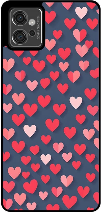 Smartphonica Telefoonhoesje Geschikt voor Motorola Moto G32 met Roze en Rode Hartjes Opdruk - TPU Backcover Case With Rosé and Red Heart Design geschikt voor Motorola Moto G32