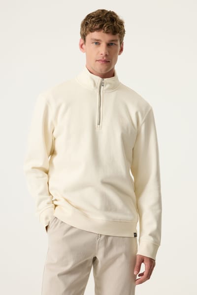 GARCIA Heren Effen Sweater Wit Lange mouw