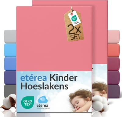 etérea Jersey hoeslaken 2-pack 60x120-70x140 cm (hoek 15 cm) 100% katoen - Roze