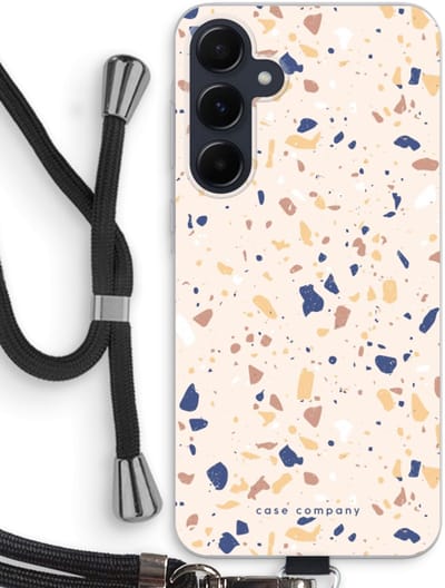 Case Company® - Hoesje met koord geschikt voor Samsung Galaxy A55 hoesje met Koord - Terrazzo N°23 - Telefoonhoesje met Zwart Koord - Bescherming aan alle Kanten en Over de Schermrand