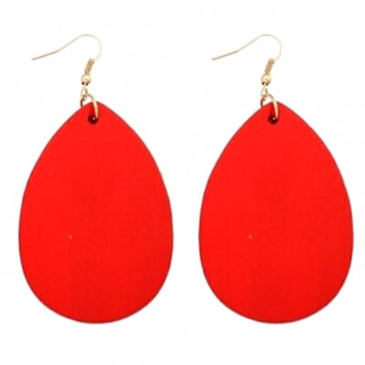 Zilveren Lange- Hout-Rood- Oorbellen- 7.5 cm- - Charme Bijoux