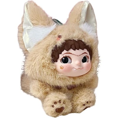 Wakuku V2 Vos en Konijn Trick Or Treat Serie Pluche Vinyl Blind Box Sleutelhanger Hanger Mystery Box Verrassing Verzamelspeelgoed Cadeaus beige