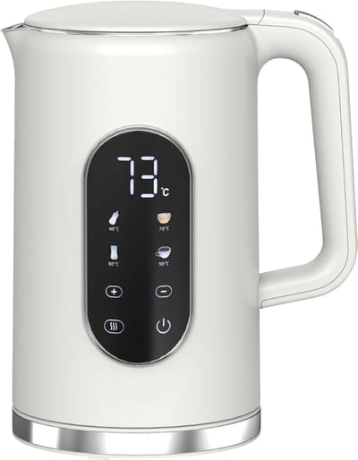 SNJY® Waterkoker met Temperatuurregeling - Heetwaterdispenser - Waterkoker RVS - 1,7L - 2200 W - Crème wit