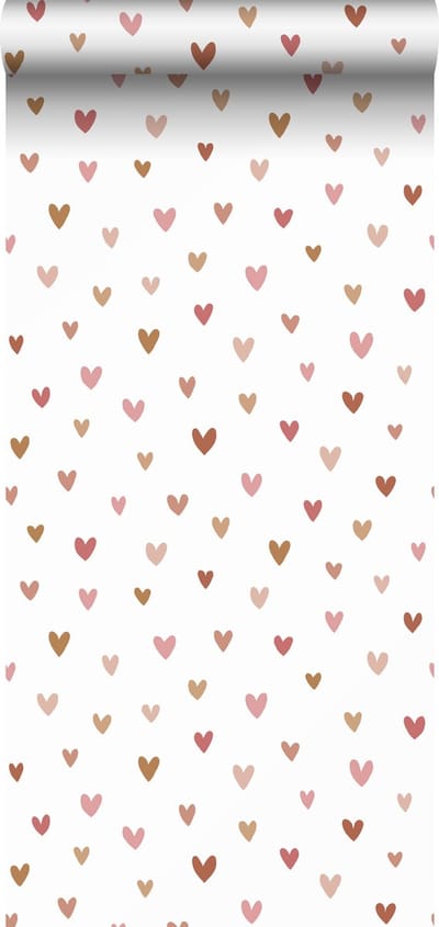 ESTAhome behang hartjes terracotta en roze - 53 cm x 10.05 m - 139360