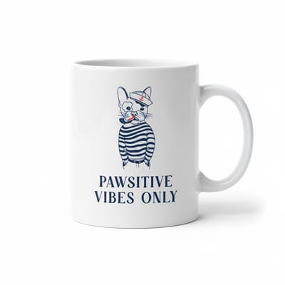 Pawsitive Vibes Only Mok – Schattige Hond Quote Koffiemok – 330 ml Keramische Mok Cadeau