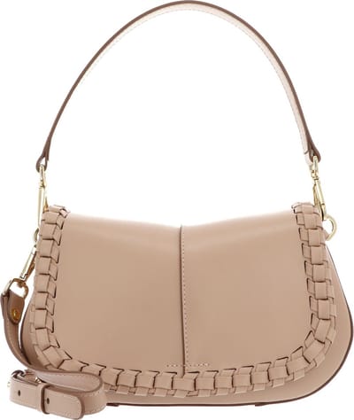 GIANNI CHIARINI Leren Schoudertas Helena Round Saddle Bag Cream Beige
